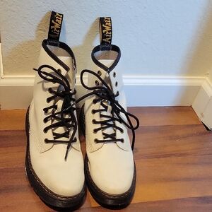 Dr. Martens White Boots with Black Accents
